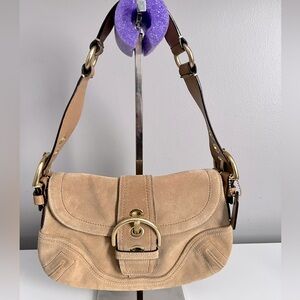 Coach Soho Suede Small Flap F10189 Camel Beige